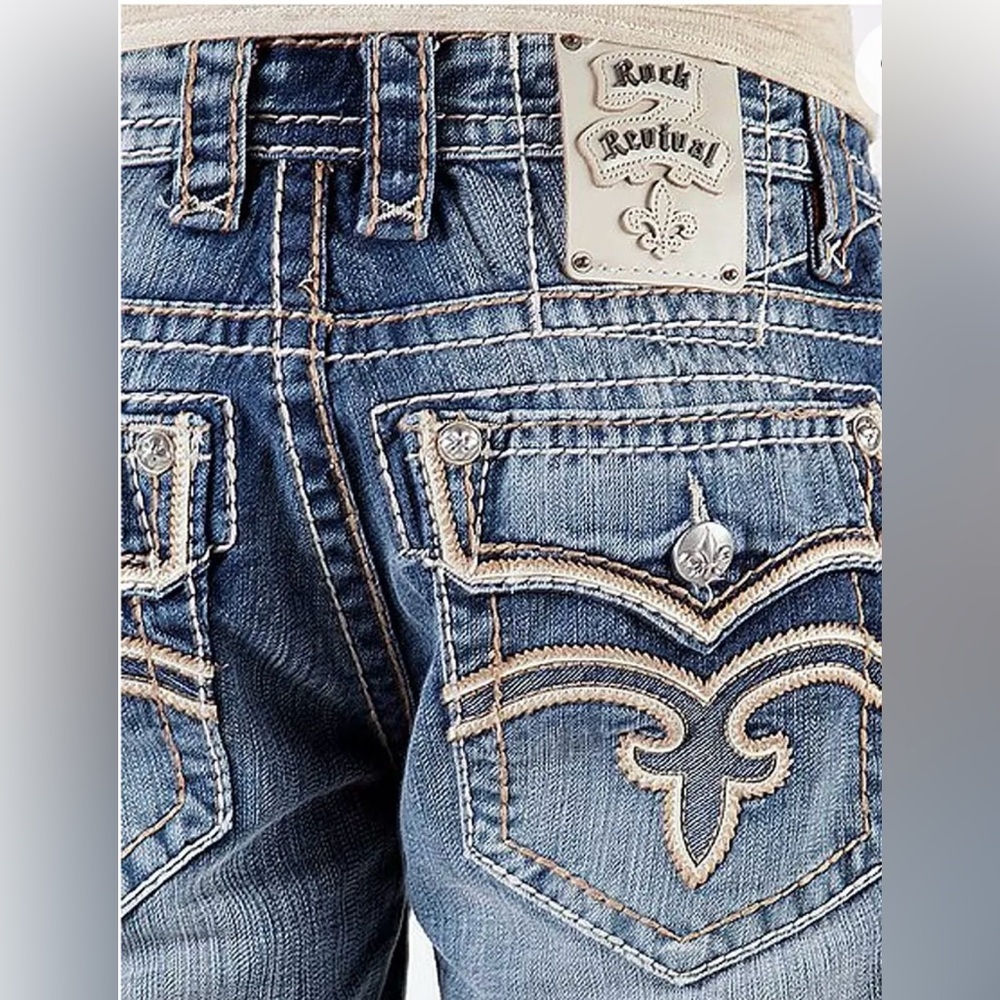Rock Revival Men's Joshua Relaxed Straight Blue Denim Jeans